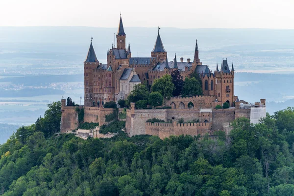 Schöne Aussicht Auf Die Burg Hohenzollern Vom Zellernhorn Bei Sonnenuntergang — Stockfoto