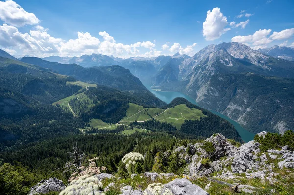 View Lake Koenigssee Mountain Jenner Berchtesgaden Sunny Day — Stock Photo, Image