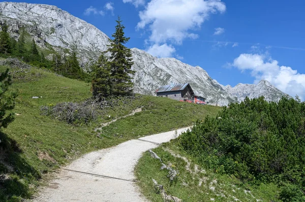Path Leading Alpine Hut Mountains Mountain Jenner Koenigssee Sunny Day — Stock Photo, Image