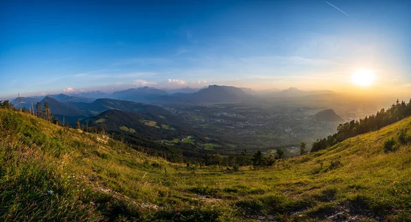 Panorama View Salzburg Mountain Gaisberg Sunset — Stock Photo, Image
