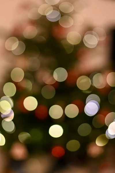 Viele Weihnachtsbaumlichter Verschwimmen Hintergrund — Stockfoto