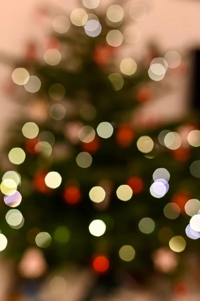 Sacco Luci Dell Albero Natale Sfocate Sullo Sfondo — Foto Stock