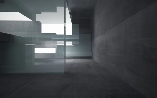 空暗抽象混凝土室内 — 图库照片