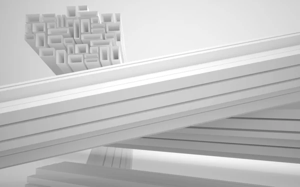 Abstrakte Architektur. abstraktes weißes Gebäude auf weißem Hintergrund. — Stockfoto