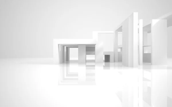 Abstraktní architektura. abstraktní bílá budova na bílém pozadí. — Stock fotografie
