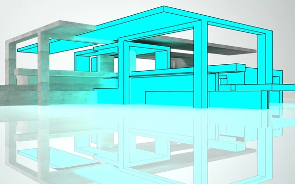 Абстрактная бетонная архитектура с светящимися графическими элементами — стоковое фото