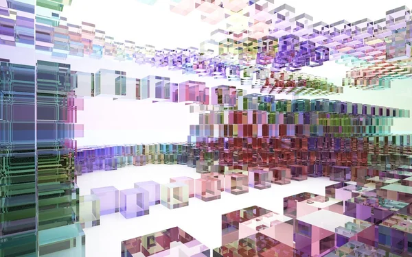 Abstracte interieur van gekleurde glazen blokken — Stockfoto