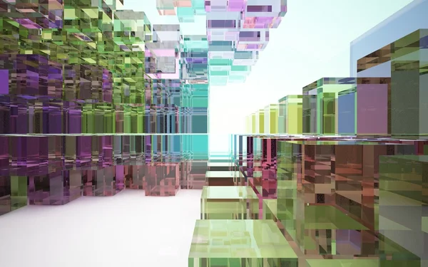 Abstract interior of colored glass blocks — Stock Photo, Image