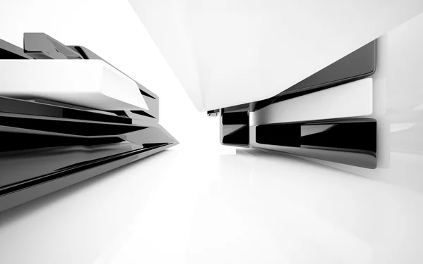 Abstraktes Interieur mit schwarzer Hochglanzskulptur — Stockfoto