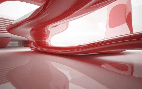 Abstrakt interiör med glänsande röd skulptur — Stockfoto