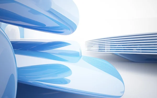 Interno astratto con scultura blu lucido — Foto Stock