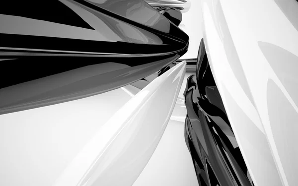Abstrakt interiør med blank sort skulptur - Stock-foto