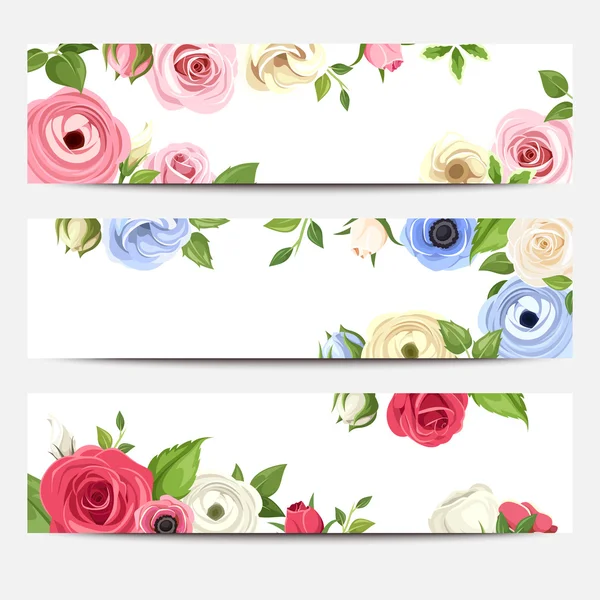 Web-Banner mit bunten Blumen. Vektor eps-10. — Stockvektor