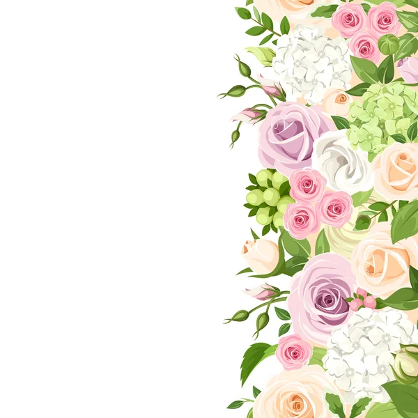 Vertical seamless background with colorful flowers. Vector illustration. — Stock Vector
