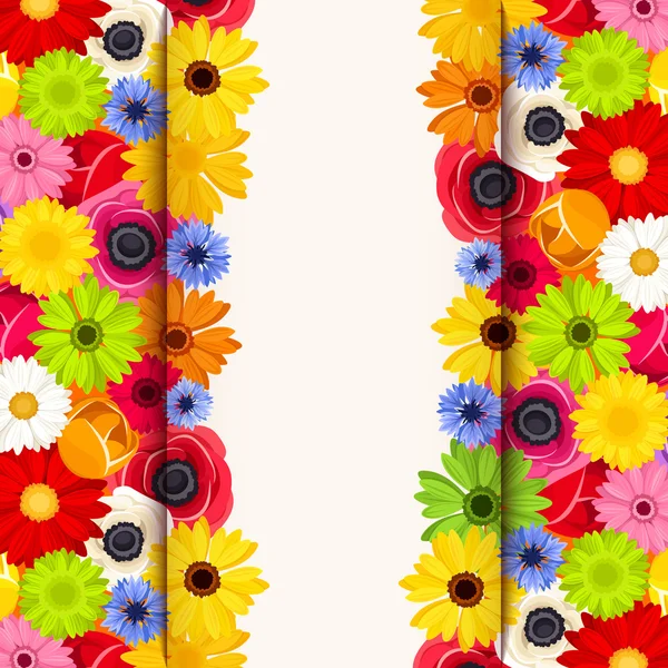 Uitnodigingskaart met kleurrijke bloemen. Vector eps-10. — Stockvector