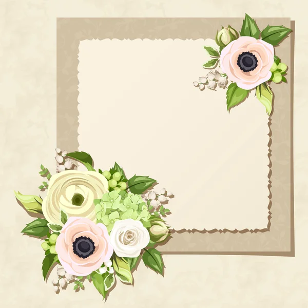 Tarjeta de felicitación con flores blancas y verdes. Vector eps-10 . — Vector de stock