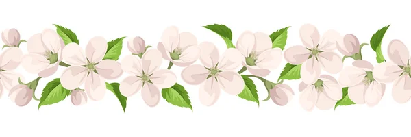 Fondo horizontal sin costuras con flores de manzana. Ilustración vectorial . — Vector de stock
