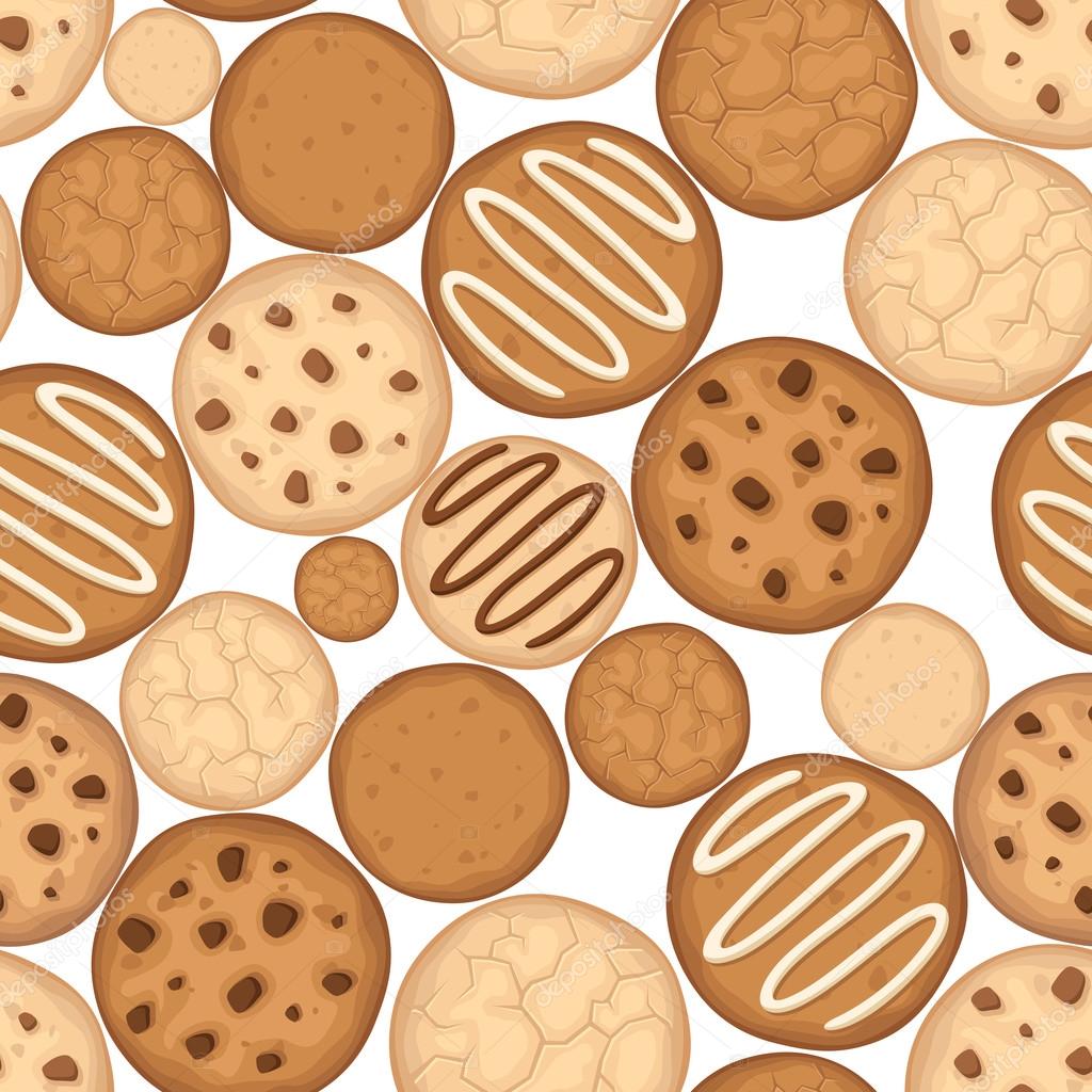 Seamless background with cookies. Vector illustration.