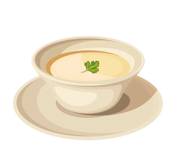 Prato de sopa de creme. Ilustração vetorial . — Vetor de Stock