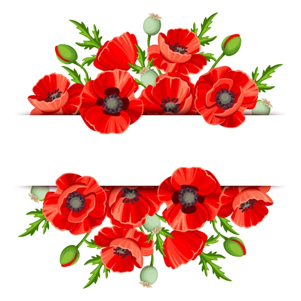 Background with red poppies. Vector illustration. — Stock Vector