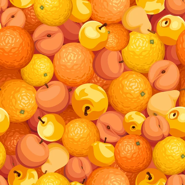 Sömlös bakgrund med olika orange frukter. Vektor illustration. — Stock vektor