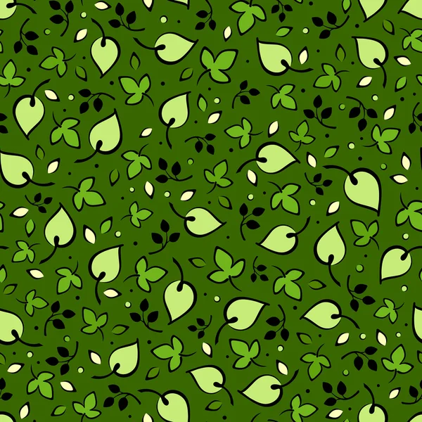Grüne nahtlose Muster mit Blättern. Vektorillustration. — Stockvektor