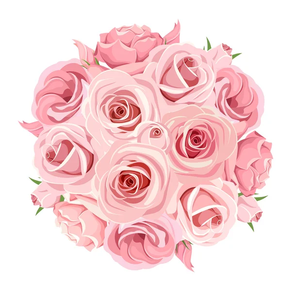 Bouquet de roses roses. Illustration vectorielle . — Image vectorielle
