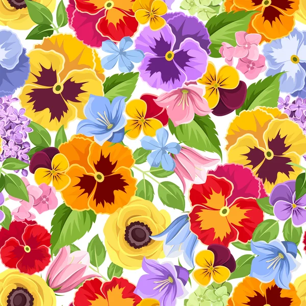 Fondo sin costuras con flores de colores. Ilustración vectorial . — Archivo Imágenes Vectoriales