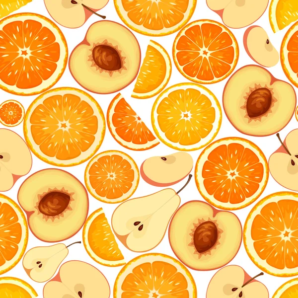 Fundo sem costura com várias frutas de laranja. Ilustração vetorial . —  Vetores de Stock