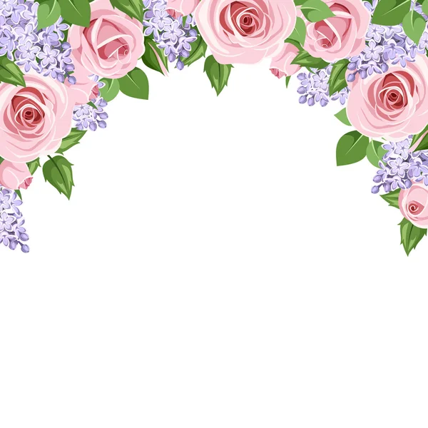 Hintergrund mit Rosen und lila Blumen. Vektorillustration. — Stockvektor