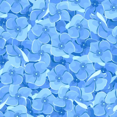 Sorunsuz arka plan mavi ortanca çiçek ile. Vektör çizim.