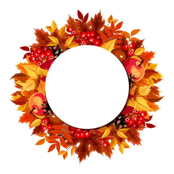 Circle background with autumn leaves. Vector eps-10. — Stock Vector