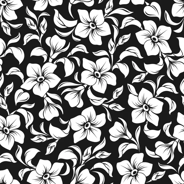 Seamless black and white floral pattern. Vector illustration. — Stock Vector