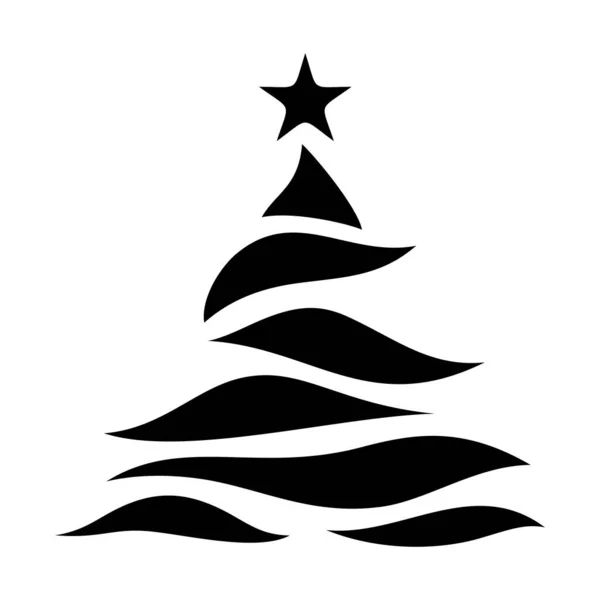 Vektor Schwarze Silhouette Eines Abstrakten Weihnachtsbaums Isoliert Auf Weißem Hintergrund — Stockvektor