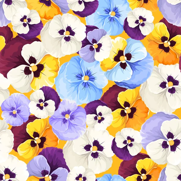 Modello Floreale Con Fiori Colorati Pansy Struttura Senza Cuciture Vettoriale — Vettoriale Stock