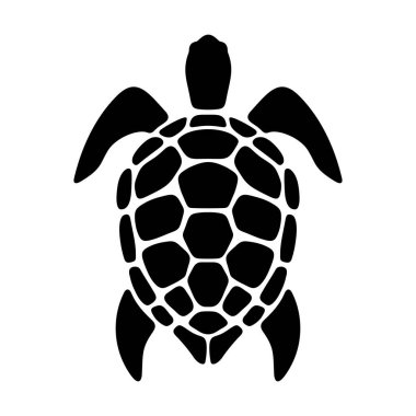 Beyaz arka planda izole edilmiş siyah kaplumbağa silueti..