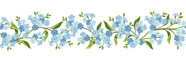 Vetor Borda Sem Costura Horizontal Com Azul Esquecer Não Flores —  Vetores de Stock