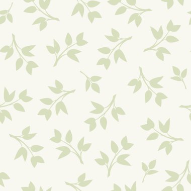 Yeşil yapraklı vektörsüz pastel çiçek deseni.