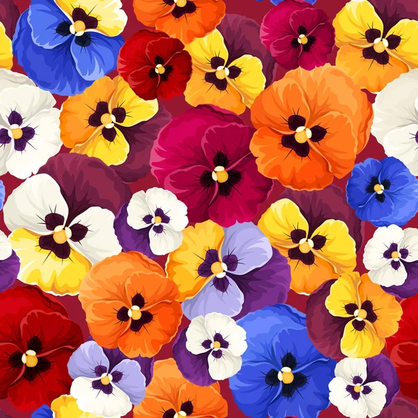 Modello Floreale Vettoriale Con Fiori Colorati Pansy Struttura Senza Cuciture — Vettoriale Stock