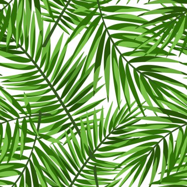 Yeşil palmiye yapraklı vektör tropikal desen.