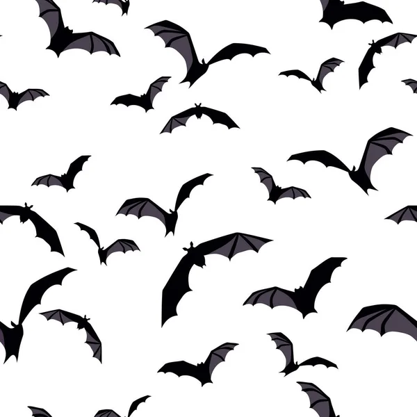 Vector Halloween Seamless Background Flying Bats White — Stock Vector