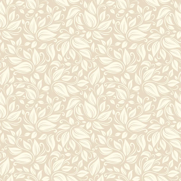 Patrón floral beige sin costuras. Ilustración vectorial . — Vector de stock