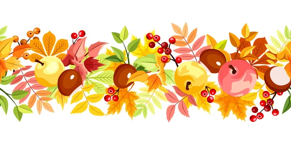 Fondo horizontal sin costuras con hojas coloridas de otoño. Ilustración vectorial . — Vector de stock