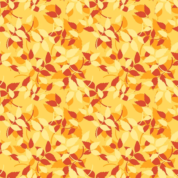 Seamless pattern with red, orange and yellow autumn leaves. Vector illustration. — Stock Vector