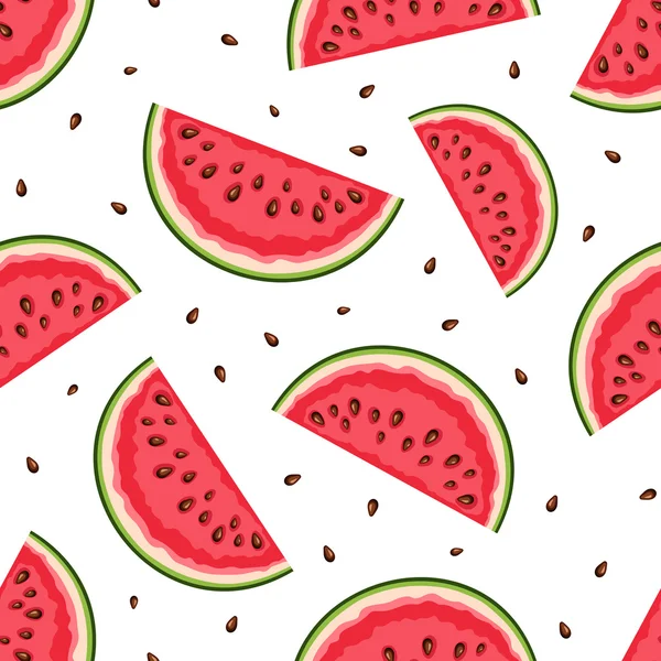 Sömlös bakgrund med vattenmelonskivor. Vektorillustration. — Stock vektor