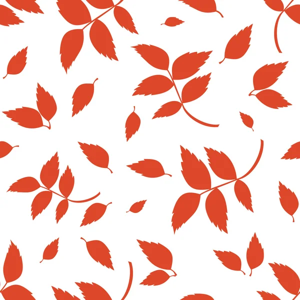 Modello senza cuciture con foglie autunnali rosse su bianco. Illustrazione vettoriale . — Vettoriale Stock