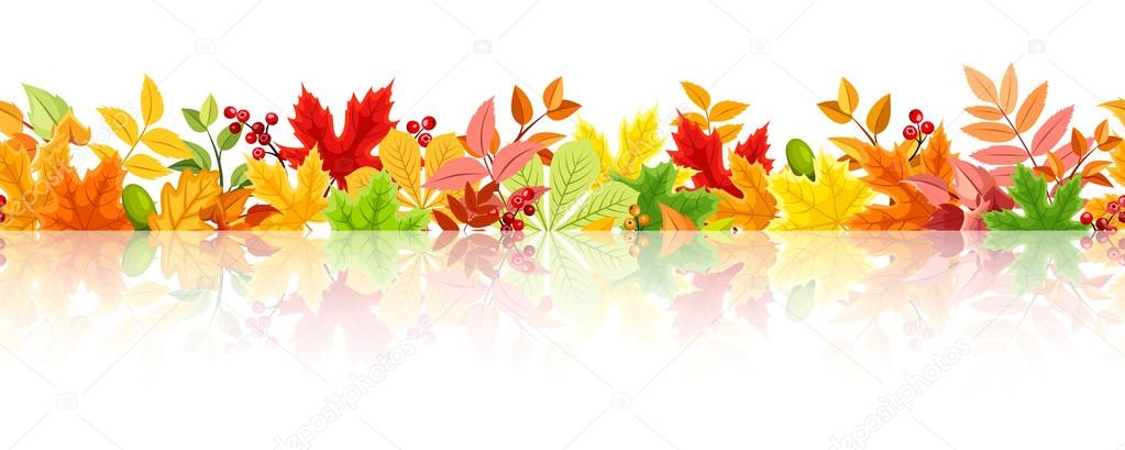 Horizontal seamless background with colorful autumn leaves. Vector eps-10.