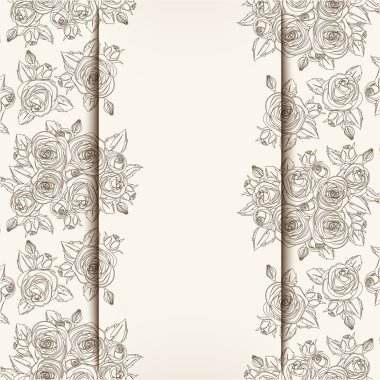 Gül desenli davetiye. vektör çizim.