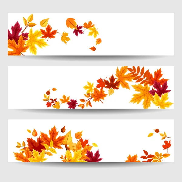 Bannières vectorielles aux feuilles d'automne colorées . — Image vectorielle