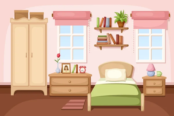 Interior del dormitorio. Ilustración vectorial . — Archivo Imágenes Vectoriales